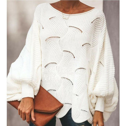 ALYRA™ Élise – Pull Ample en Maille Ajourée