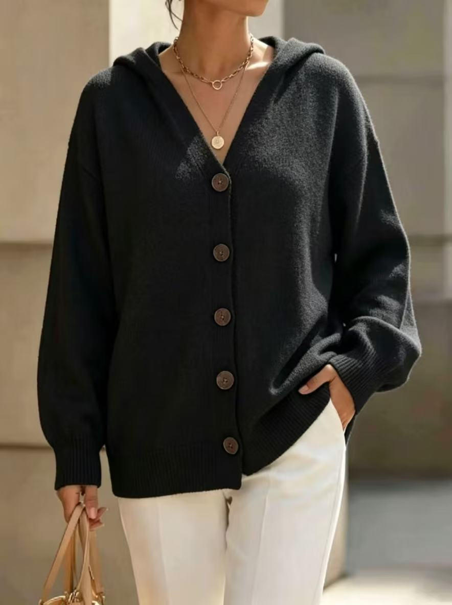 ALYRA™ Nora – Cardigan Ample à Capuche