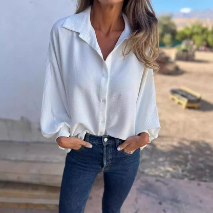 ALYRA™ Livia – Chemise Fluide à Manches Ballon