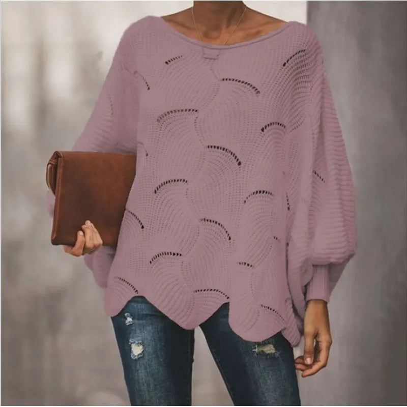 ALYRA™ Élise – Pull Ample en Maille Ajourée