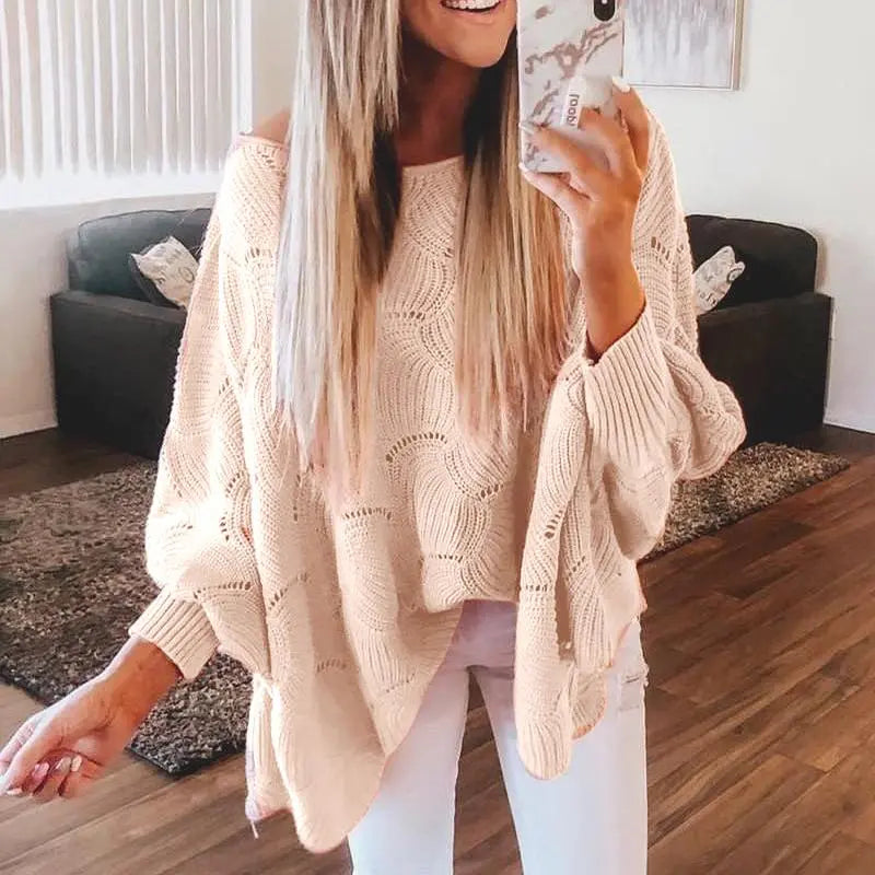 ALYRA™ Élise – Pull Ample en Maille Ajourée