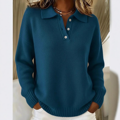 ALYRA™ Camille – Pull Polo en Maille Élégante