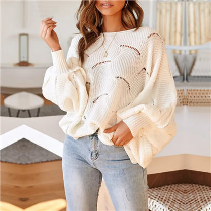 ALYRA™ Élise – Pull Ample en Maille Ajourée