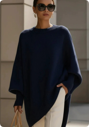 ALYRA™ Sofia – Pull Poncho Oversize Élégant