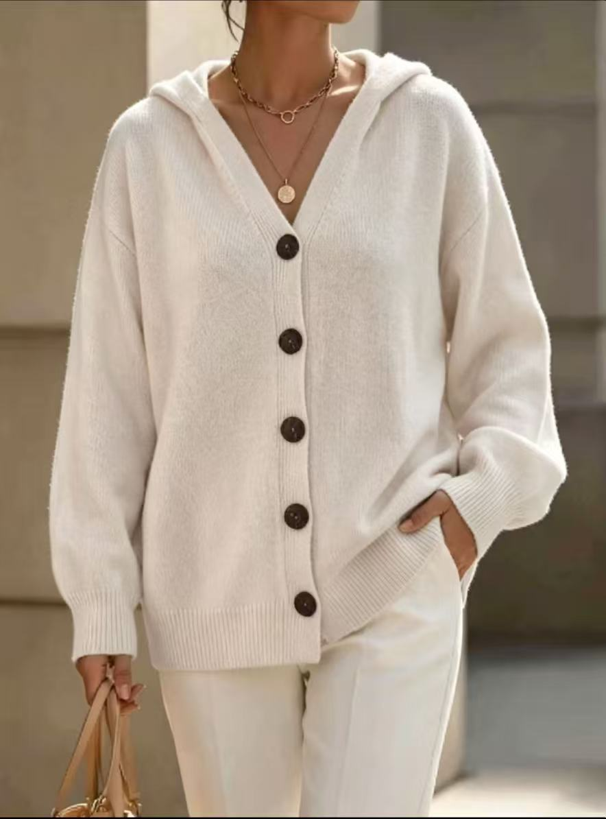 ALYRA™ Nora – Cardigan Ample à Capuche