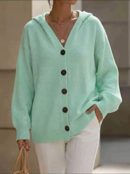 ALYRA™ Nora – Cardigan Ample à Capuche