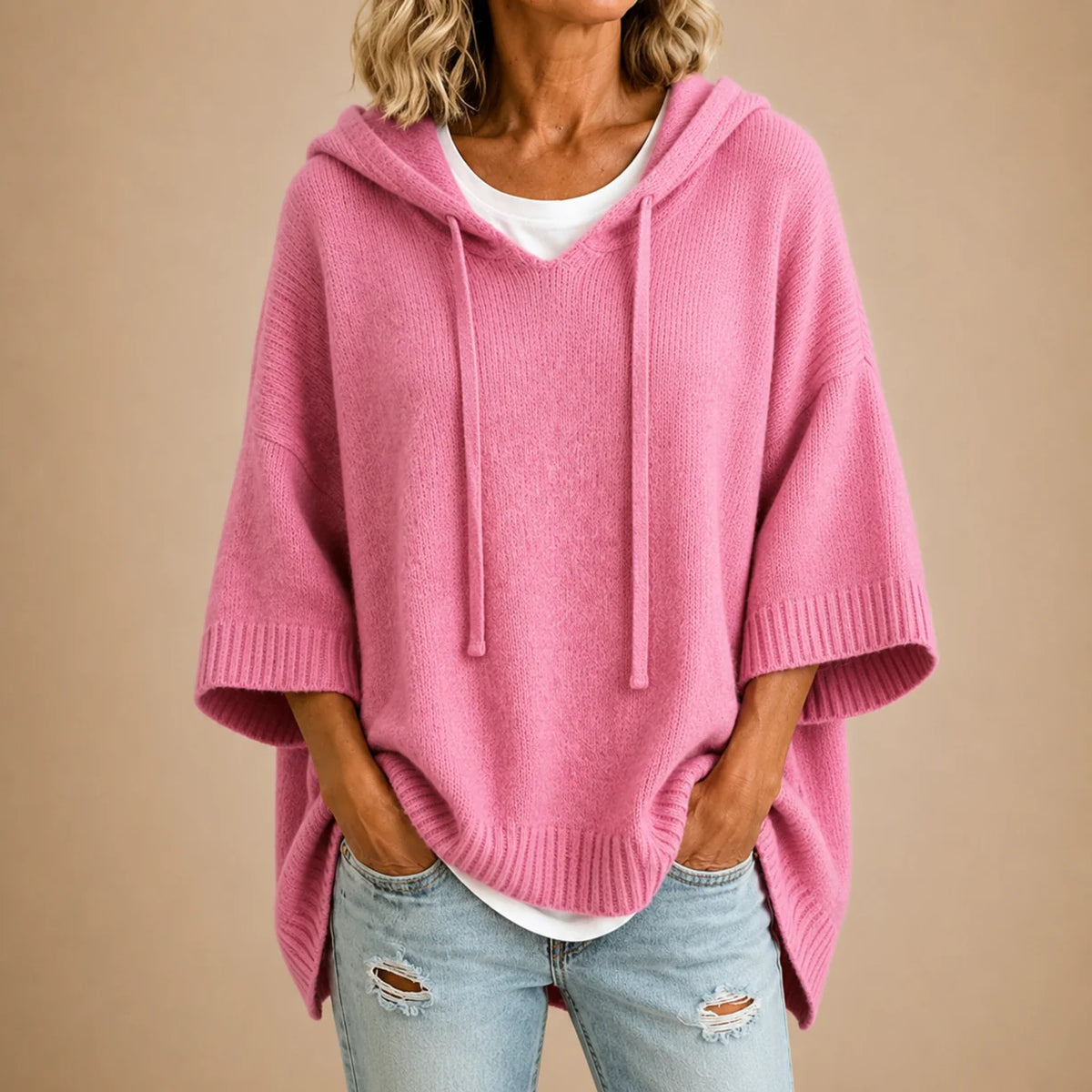 ALYRA™ Emma – Pull Poncho à Capuche