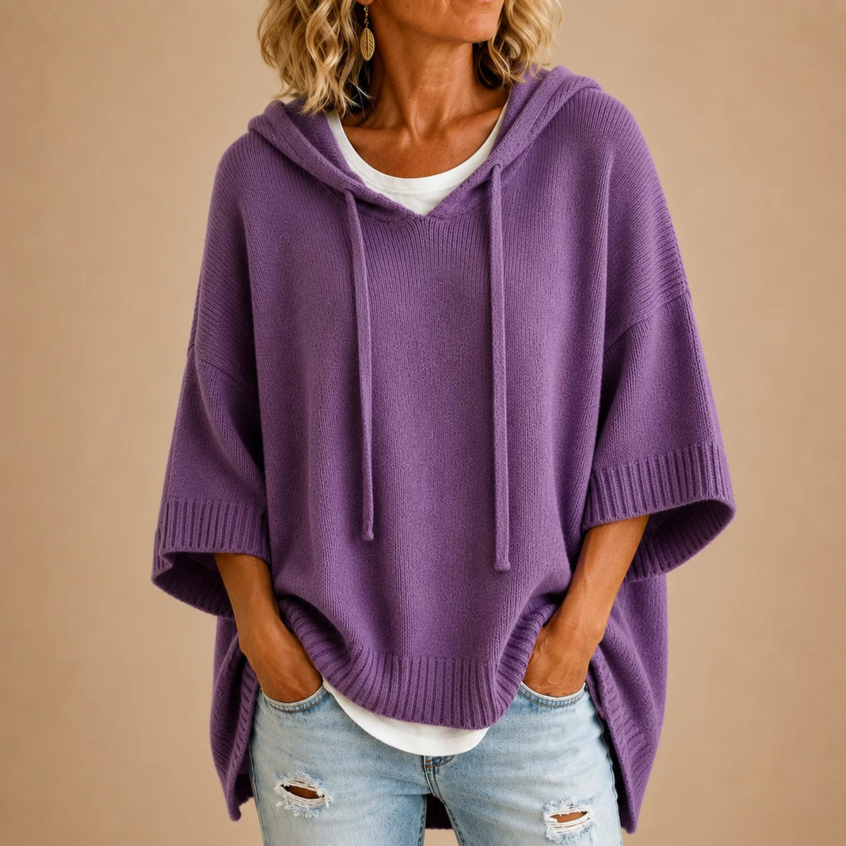 ALYRA™ Emma – Pull Poncho à Capuche