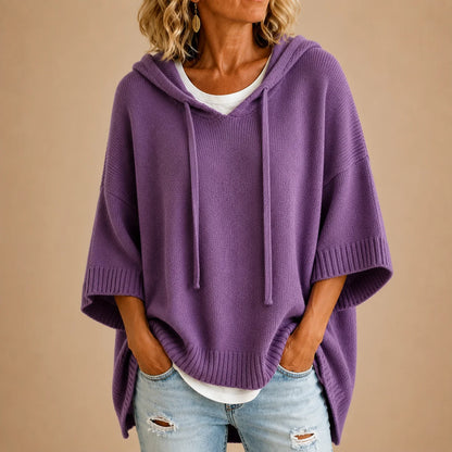ALYRA™ Emma – Pull Poncho à Capuche